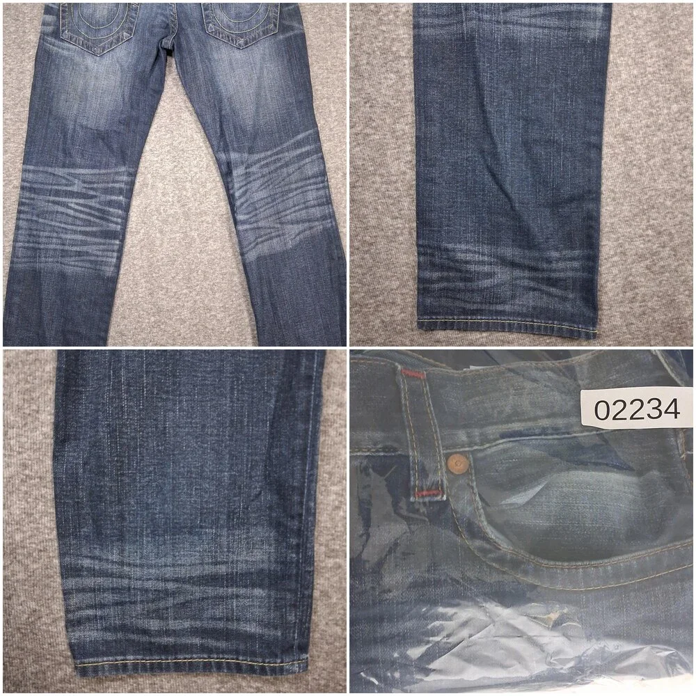 True Religion Section Slim Jeans Mens 34x33 Blue Slim Straight Flap Pockets